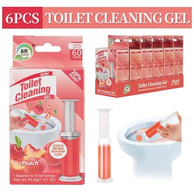 60126, Toilet Cleaning Gel 1 Pack Clean Peach Scent 1.61oz with 14 Stamps - Air Fusion, 191554601260