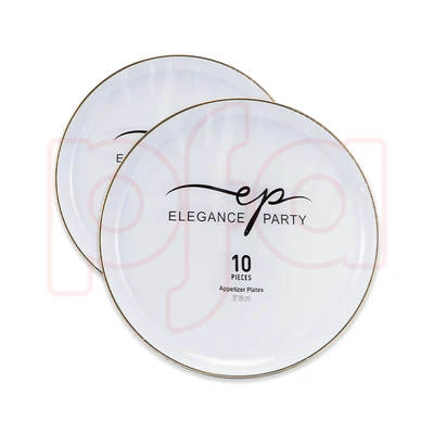 36242, EP Edge 10 PK 7.5" Dinner Plate White+Gold, 191554362420