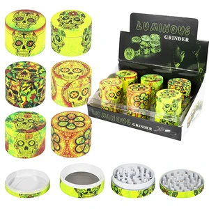 52045, Grinder 4 Parts 50*37mm Glow Skull, 036882520459