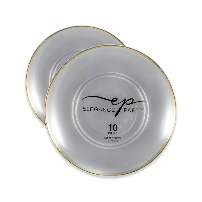 Elegance Party Curve 10PK 10.25" Dinner Plate Clear+Gold
