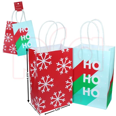 TWB2HS, Target Wondershop Gift Bag 2PK Hohoho Snowflake 5.25"x3.25"x8.375", 013286731469