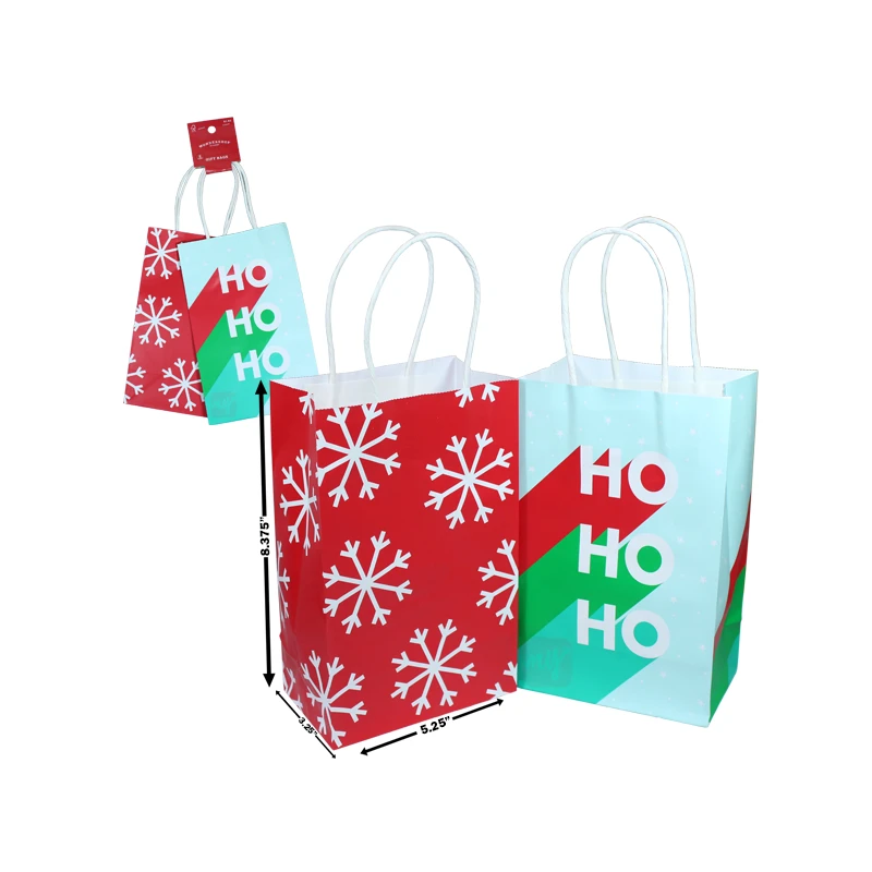 Target Wondershop Gift Bag 2PK Hohoho Snowflake 5.25"x3.25"x8.375"