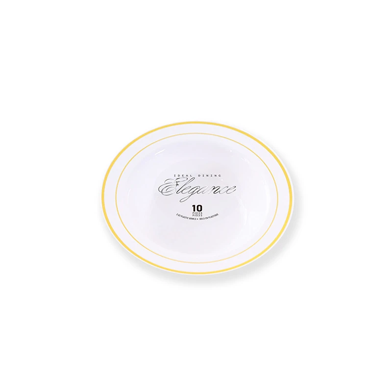 Elegance Bowl 5oz White + 2 Line Stamp Gold