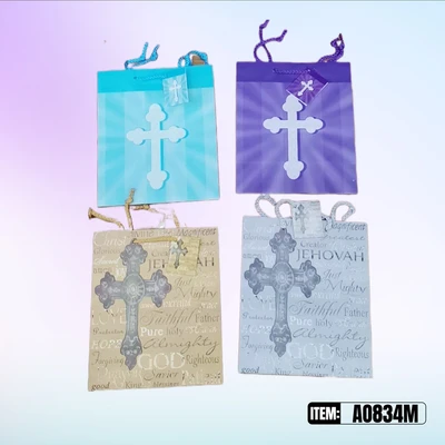 AO834M, F L BLESSING GIFT BAG MD. Assorted x4  9.4"x7"x3.9", 677916575382