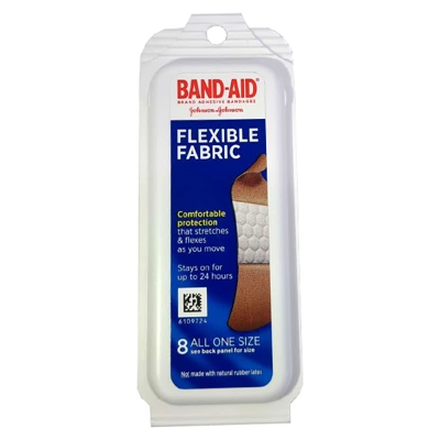 BANDAID-8, Band-Aid Flexible Fabric Bandage Travel Size 8 Count