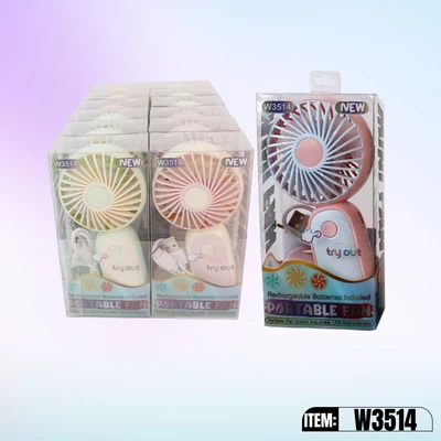 W3514, Rechargeable Portable Fan Assorted Color/PDQ, 887257735141