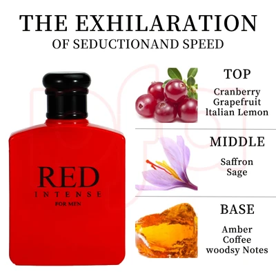 88202, Eau de Parfum 3.4 oz/100 ml Red Intense for Men - United Scents, 191554882027