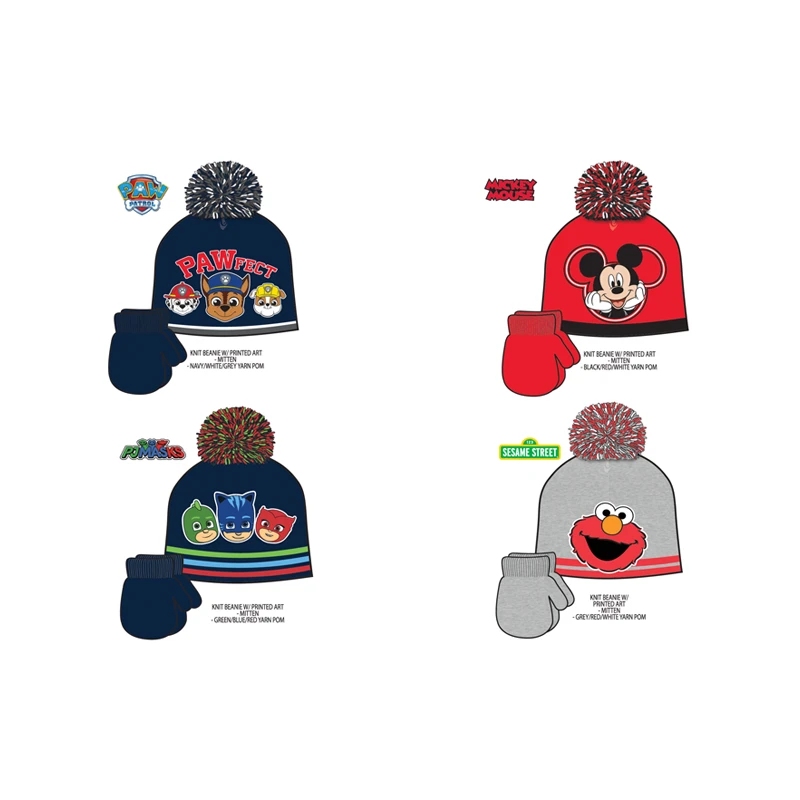 License Winter Hat & Mitten Set Toddler Boys' Assorted