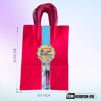 KG1001SM-R10, Kraft Bags SM. Rose Red 8.6"x6.3"x3.1", 887258100108