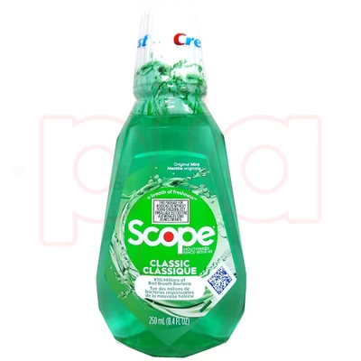 CRMW250R, Crest Scope Classic Original Mint Mouthwash 250ml/8.4oz, 037000956600