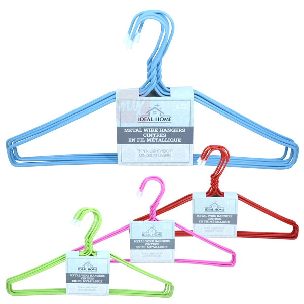 45030, Ideal Home 6 Pack Metal Hanger Assorted Colors, 191554450301