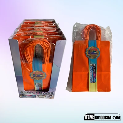 KG1001SM-O04, Kraft Bags SM. Orange 8.6"x6.3"x3.1", 887258100047