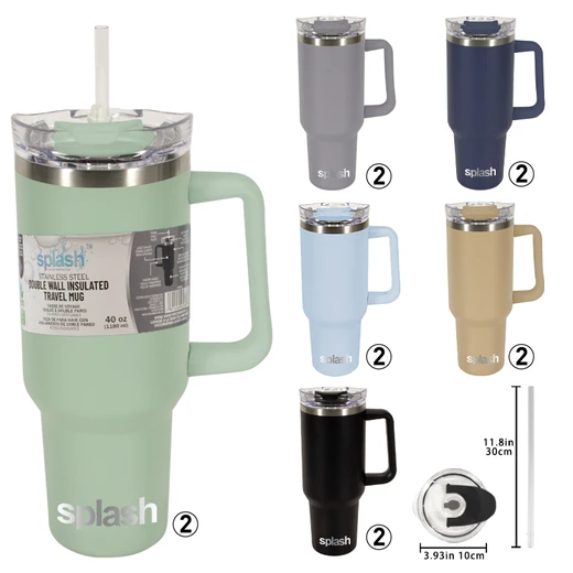 58236, Splash Bottle Stainless Steel Travel Mug 40 OZ, 191554582361