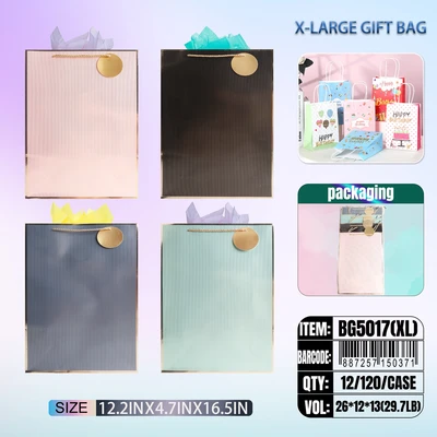 BG5017-XL, General Gift Bags XL.Assorted x4  11.8"x4.7"x16.5", 887257150371