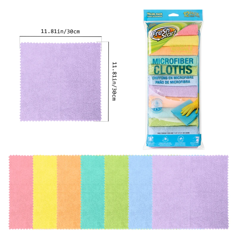 Fresh Start Microfiber Cloths 11.8*11.8in 12pk