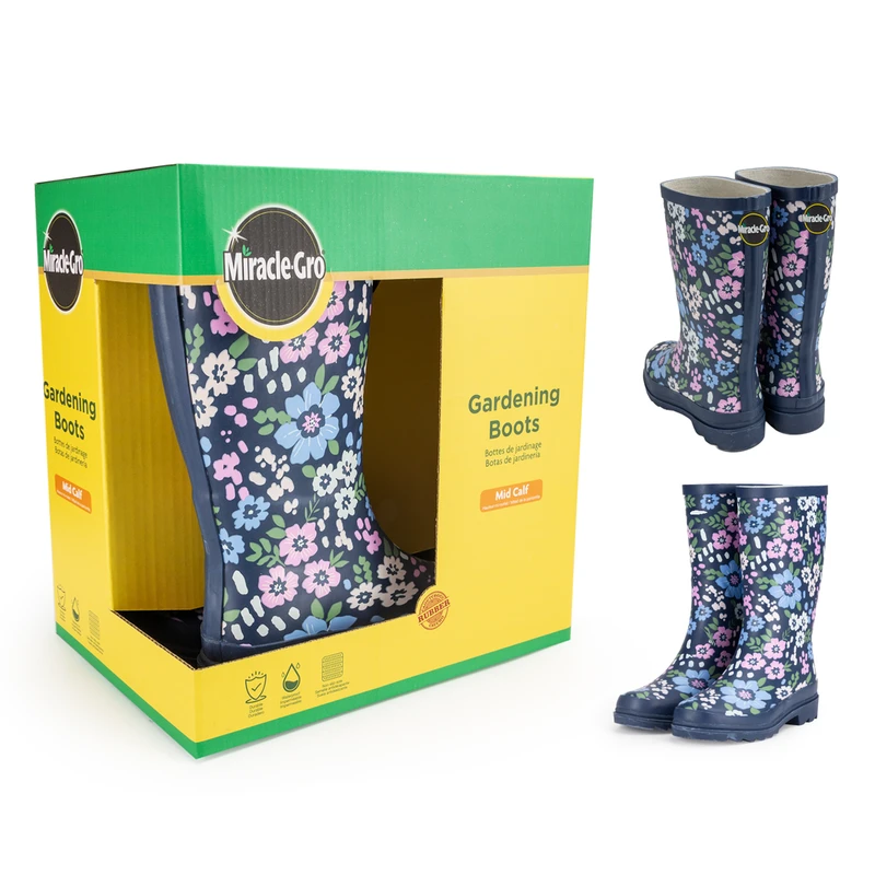 Miracle.Gro Gardening Rain Boots Mid Calf Floral 7-10 30*19.5*30.2cm