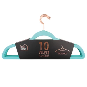 45004, Ideal Home Velvet Hanger 10PK Teal Rose Gold, 191554450042