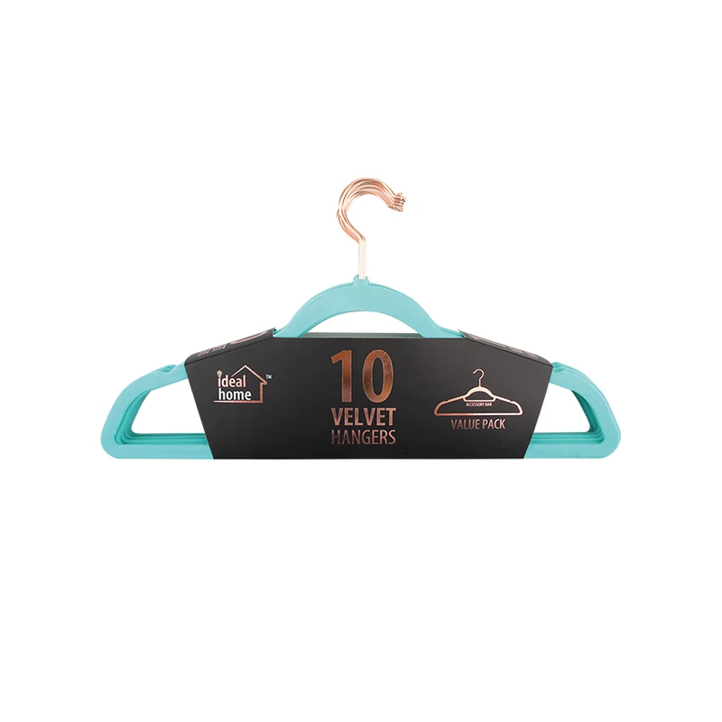 Ideal Home Velvet Hanger 10PK Teal Rose Gold