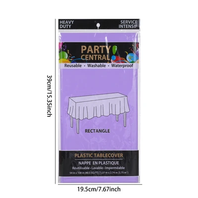 50007, Party Central Heavy Duty Rectangle Plastic Tablecover - Light Purple, 191554500075