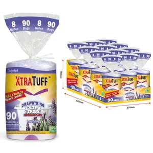 30154, Xtratuff Trash Bag Drawstring 8G 90CT Lavender, 191554301542