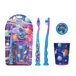 68055, Oral Fusion Kids Outer Space Toothbrush 3PK Set With Rinsing Cup, 191554680555