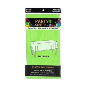50002, Party Central Heavy Duty Rectangle Plastic Tablecover - Green, 191554500020