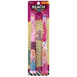 DF09218, Reach Barbie Toothbrush 2PK w/ Suction Bottom, 840040192187