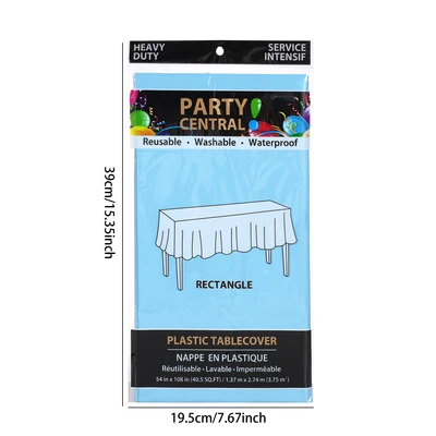 50004, Party Central Heavy Duty Rectangle Plastic Tablecover - Light Blue, 191554500044