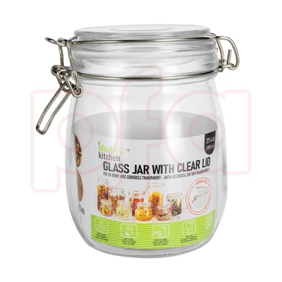 33199, Ideal Kitchen Glass Jar with Clear Lid 27.39 oz, 191554331990