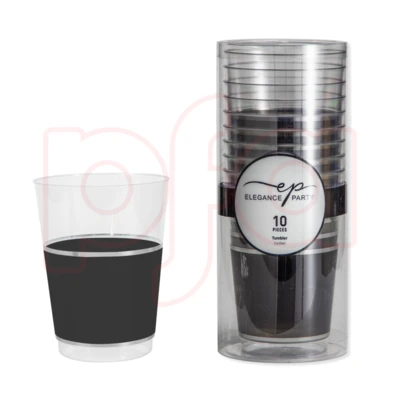 36274, EP 10PK 12oz Tumbler Clear+Silver+Black, 191554362741