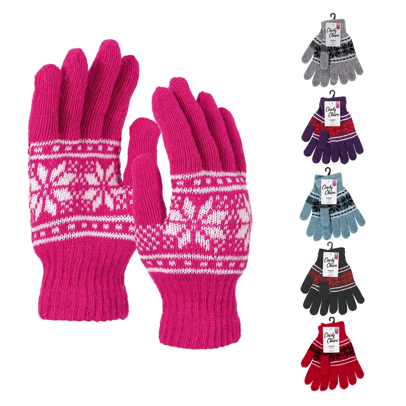 Cindy Claire Winter Knit Glove Ladies Snowflake