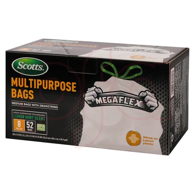 ST-30201, Drawstring Trash Bag Flex 8 Gal 52CT White Lemon - Scotts, 191554302013