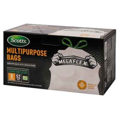 ST-30201, Drawstring Trash Bag Flex 8 Gal 52CT White Lemon - Scotts, 191554302013