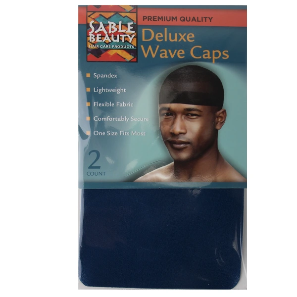 23035, Sable Beauty Deluxe Wave Cap 2PK Navy, 191554230354