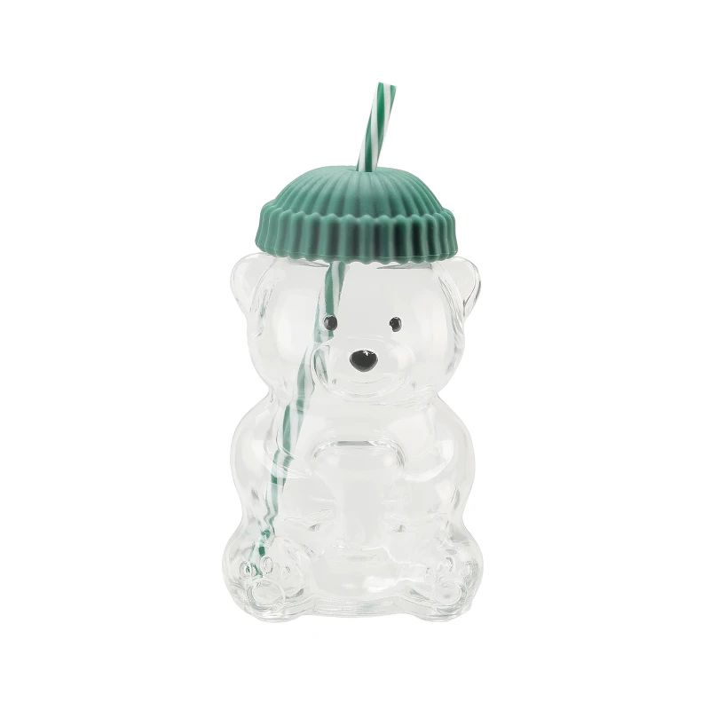 Splash Bear Mason Jar Glass with Green Cap 580ml
