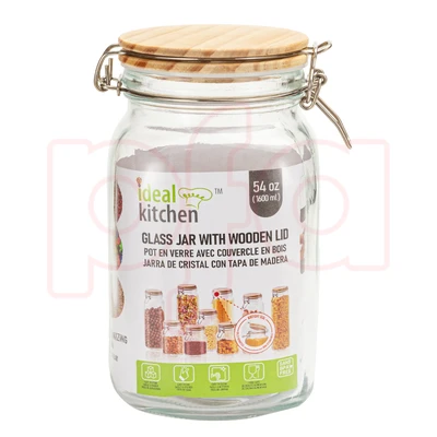 33193, Ideal Kitchen Glass Jar w/ Bamboo Lid 54.1 oz, 191554331938