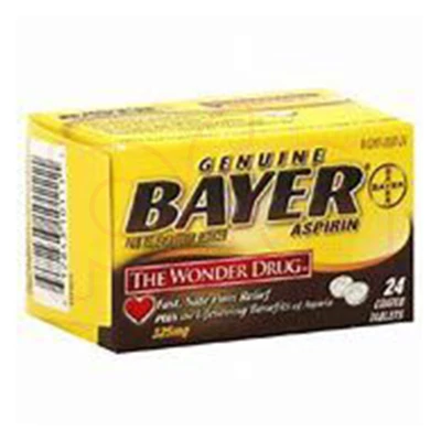 BY24T, Bayer Aspirin (NSAID) Pain Reliever/Fever Reducer 24 coated Tablets, 312843555365