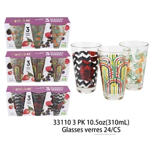33110, Splash Drinking Glass Cup 10.5oz 3PK Printed, 191554331105