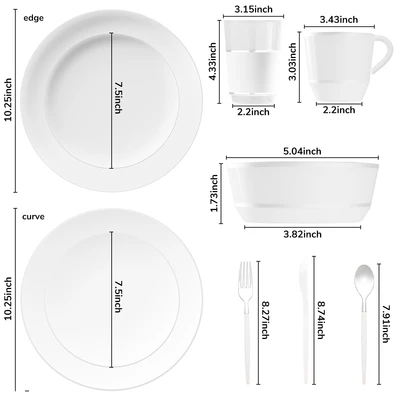 OL36452, Elegance Party Luxury Party Dinnerware Set 220pc – White/Silver