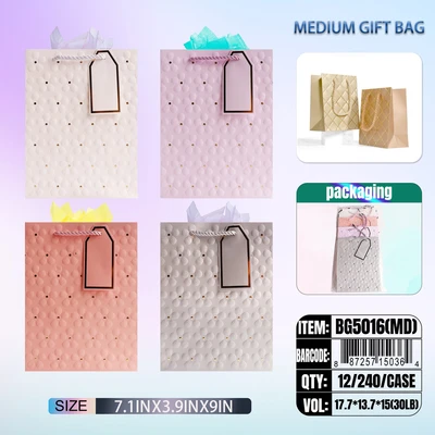 BG5016-MD, General Gift Bags MD x4 Assted.  7.1"x3.9"x9", 887257150364
