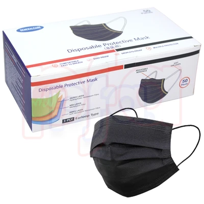 MASK-GENCARE, Disposable Face Mask Black (black on black)