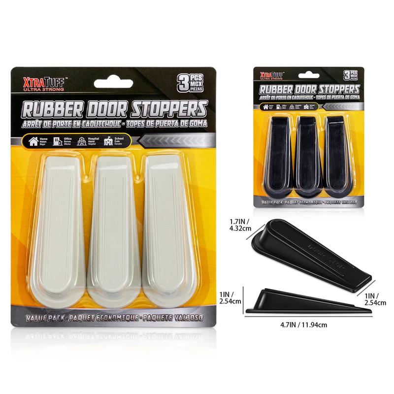 Door Stopper Rubber 3PK 2ASST