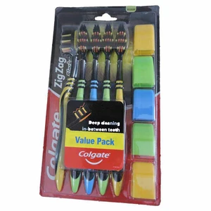 CTB-ZZ5B, Colgate Toothbrush Zig Zag 5PK w/ Cover, 8901314308412