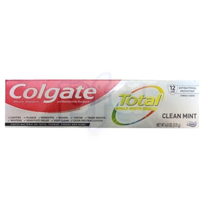 CTP6TCM, Colgate Toothpaste 170g 6oz Total Clean Mint, 035000991829