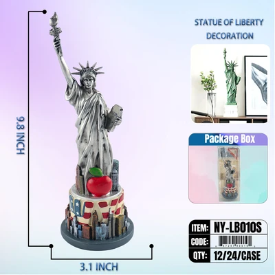 NY-LB010S, STATUE OF LIBERTY Silver Flag color (9.8"), 887257900105