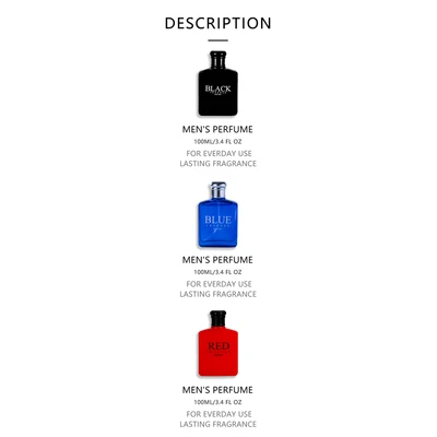 89603, Eau de Parfum 3.4 oz/100 ml 3 Pcs Set for Men Black Intense/Blue Intense/Red Intense - United Scents, 191554896031