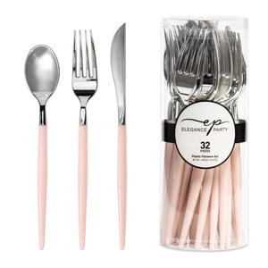 36323, Elegance Party 32PK Cutlery Blush+Silver, 191554363236