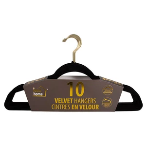 45001, Ideal Home Velvet Hanger 10PK Black Gold, 191554450011