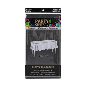 50006, Party Central Heavy Duty Rectangle Plastic Tablecover - Black, 191554500068