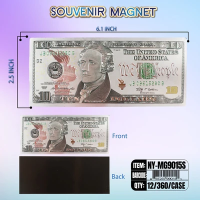 NY-MG9015S, Money Magnet $10 Bill Silver, 887257990151
